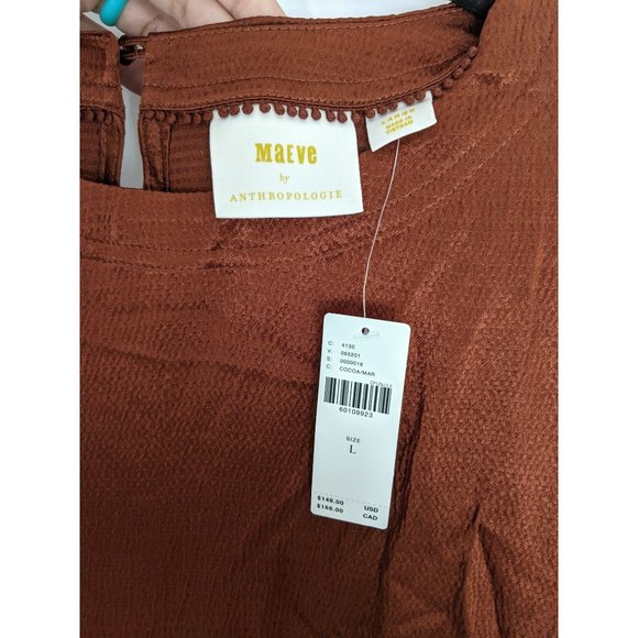 NWT Anthropologie Maeve Jimena Midi Dress Cocoa L - Picture 6 of 9